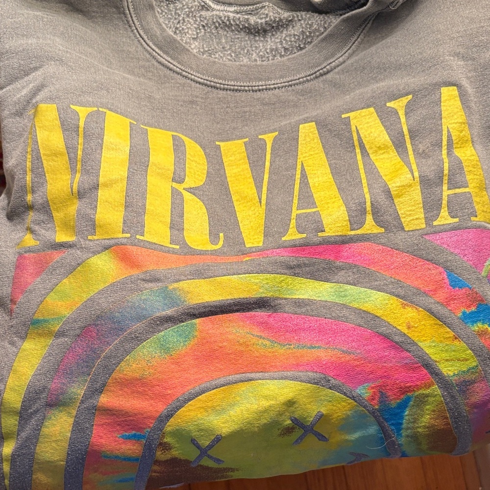 NIRVANA sweatshirt with Yellow Logo and Multicolor Design